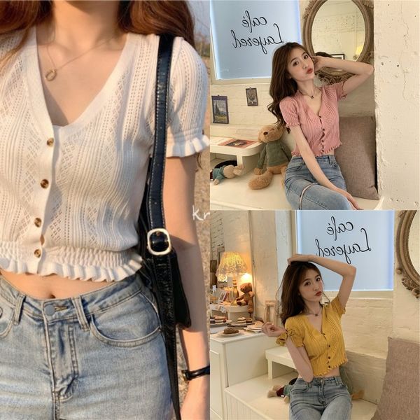 vkfj3 summer short open coat t-shirt navel short sleeve t-shirt women's ice silk knitted v-neck net fire ins super red high bubble wais, White;black
vkfj3 summer short open coat t-shirt navel short sleeve t-shirt women's ice silk knitted v-neck net fire ins super red high bubble wais, White;black