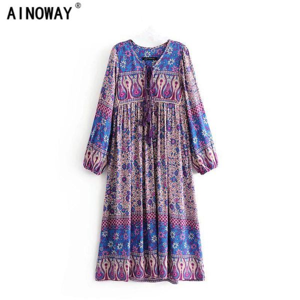 vintage chic women purple floral print lace-up v-neck beach bohemian midi dress ladies summer rayon boho dress vestidos, Black;gray
vintage chic women purple floral print lace-up v-neck beach bohemian midi dress ladies summer rayon boho dress vestidos, Black;gray