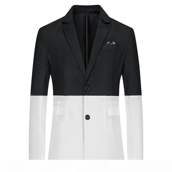 double color panelled single breasted mens coats casual business mens designer suits fashion loose male blazers, White;black
double color panelled single breasted mens coats casual business mens designer suits fashion loose male blazers, White;black