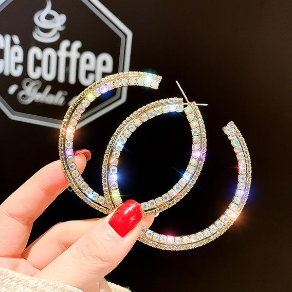 hoop & huggie shine round geometric earrings for women oversize circle crystal jewelry party gifts, Golden;silver
hoop & huggie shine round geometric earrings for women oversize circle crystal jewelry party gifts, Golden;silver