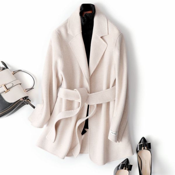 mozuleva double cashmere winter woolen coat for women beige color korean simple short style wool coats 201102, Black
mozuleva double cashmere winter woolen coat for women beige color korean simple short style wool coats 201102, Black