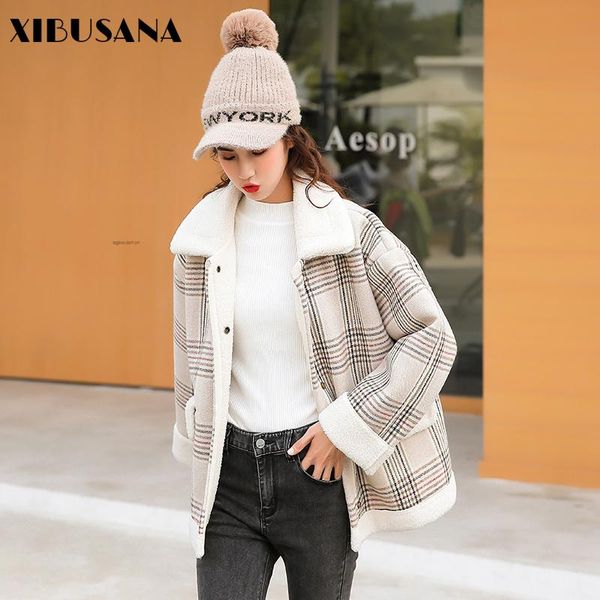 xibusana female plaid short cotton parkas 2021 winter new plus velvet lambswool single breasted loose long sleeve jackets women, Black
xibusana female plaid short cotton parkas 2021 winter new plus velvet lambswool single breasted loose long sleeve jackets women, Black