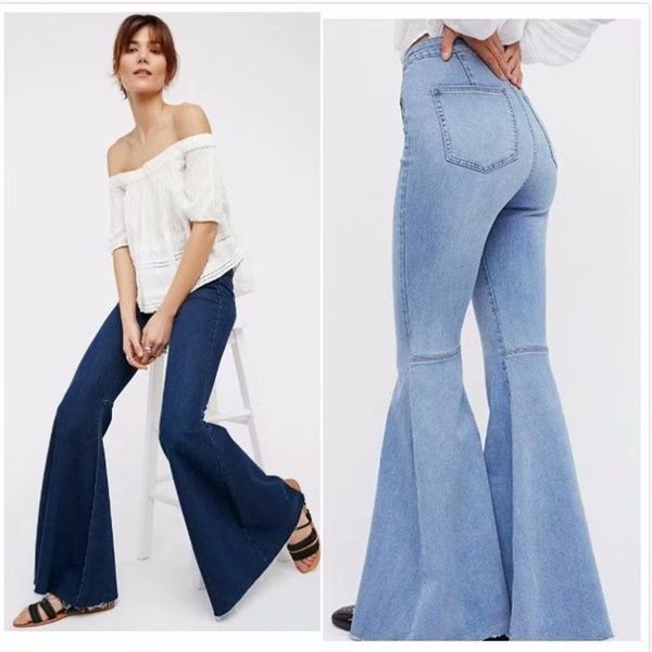 3 colors ladies high waist slim jean trousers fashion clothing stitching soft stretch large flared bell bottom jeans for women, Blue
3 colors ladies high waist slim jean trousers fashion clothing stitching soft stretch large flared bell bottom jeans for women, Blue