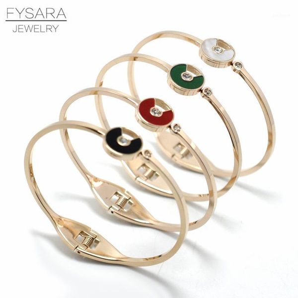 fysara white shell circle flying saucer bangles women titamiun steel cz crystal lover bangles female jewelry1, Black
fysara white shell circle flying saucer bangles women titamiun steel cz crystal lover bangles female jewelry1, Black
