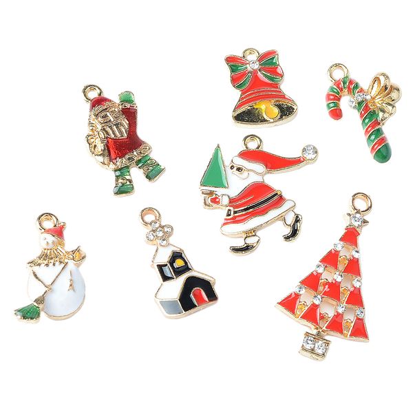 7 piece crystal enamel christmas jewelry making charms pendants findings for diy phone hanging decoration xmas ornament, Black
7 piece crystal enamel christmas jewelry making charms pendants findings for diy phone hanging decoration xmas ornament, Black