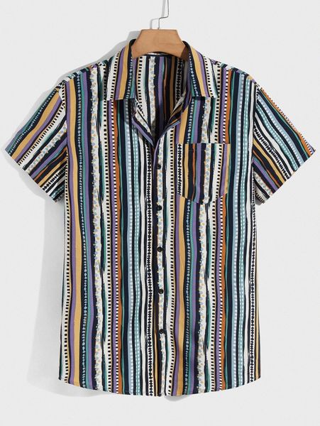 men pocket front allover print shirt g5kv#, White;black 
men pocket front allover print shirt g5kv#, White;black