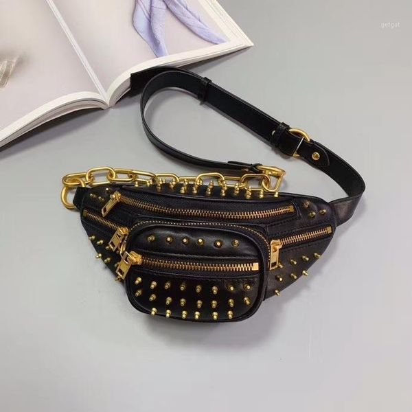 women waist packs rivet sheepskin small waist packs fashion wild1 
women waist packs rivet sheepskin small waist packs fashion wild1
