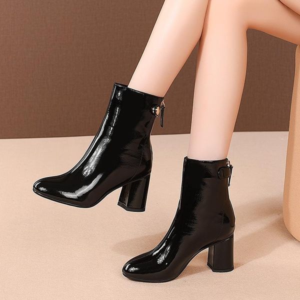 boots brand women genuine leather ankle high heels night club party shoes woman zipper short ladies, Black
boots brand women genuine leather ankle high heels night club party shoes woman zipper short ladies, Black