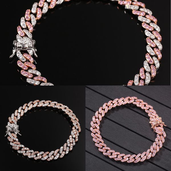 uwin men women bracelet 9mm iced out rose gold silver color cuban link with white &pink cubic zirconia bracelets jewelry j1211, Black
uwin men women bracelet 9mm iced out rose gold silver color cuban link with white &pink cubic zirconia bracelets jewelry j1211, Black