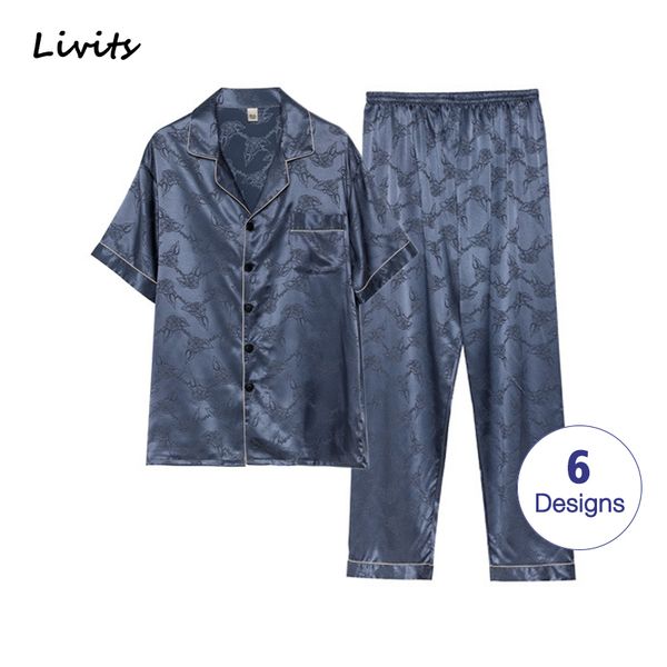 men's pajamas sets premium satin silk pyjamas nightwear sleepwear loungewear short sleeve printed casual for male lj201113, Black;brown
men's pajamas sets premium satin silk pyjamas nightwear sleepwear loungewear short sleeve printed casual for male lj201113, Black;brown