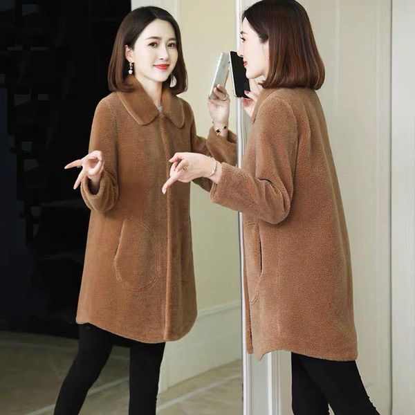 women's fur & faux women 2021 thick warm real outercoat female medium natural sheep shearing wool coat ladies genuine overcoat y111, Black
women's fur & faux women 2021 thick warm real outercoat female medium natural sheep shearing wool coat ladies genuine overcoat y111, Black