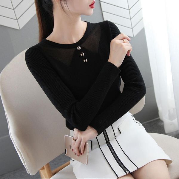 lucyever elegant women knitted sweater autumn soft long sleeve button pullover jumper casual korean elastic solid 2020, White;black
lucyever elegant women knitted sweater autumn soft long sleeve button pullover jumper casual korean elastic solid 2020, White;black