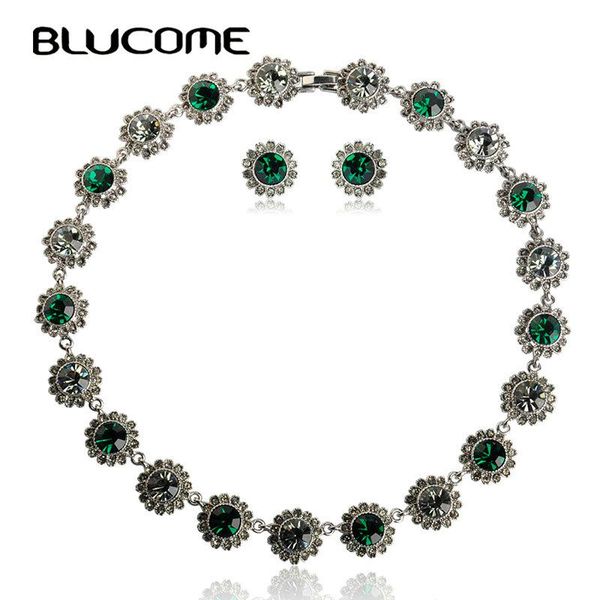 blucome vintage green flower choker necklace earrings set round crystal alloy party jewelry sets women girls wedding decoration, Silver
blucome vintage green flower choker necklace earrings set round crystal alloy party jewelry sets women girls wedding decoration, Silver