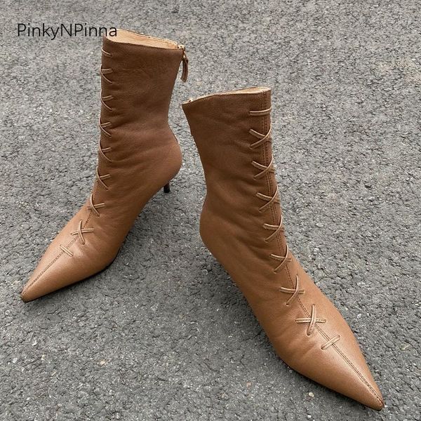 boots 2021 super soft women vintage sheepskin full leather pointed toe ankle witch style stiletto heels cross-tied booties1, Black
boots 2021 super soft women vintage sheepskin full leather pointed toe ankle witch style stiletto heels cross-tied booties1, Black
