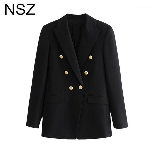 nsz women gold button double breasted elegant chic office blazer classic ladies suit jacket female coat 20211, White;black
nsz women gold button double breasted elegant chic office blazer classic ladies suit jacket female coat 20211, White;black