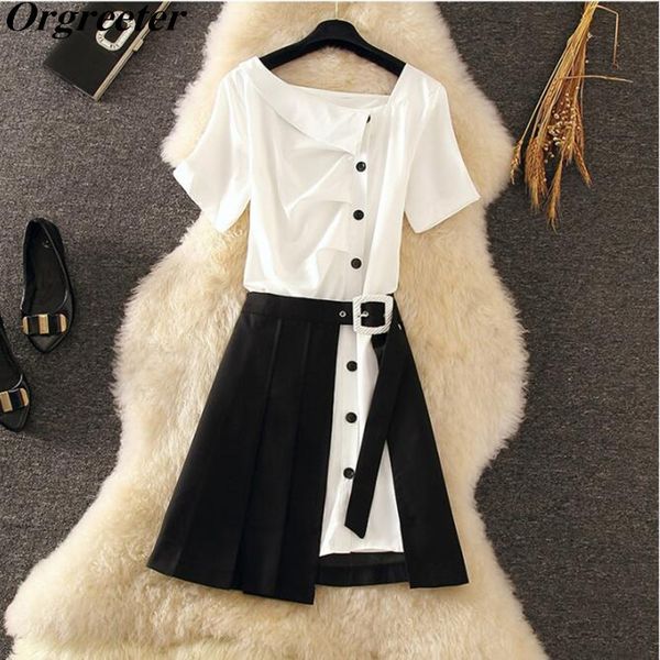 casual two pieces set women new white slash neck ruched shirt dresses +adjustable waist pleated skirt suits outfits matching set t200702
casual two pieces set women new white slash neck ruched shirt dresses +adjustable waist pleated skirt suits outfits matching set t200702