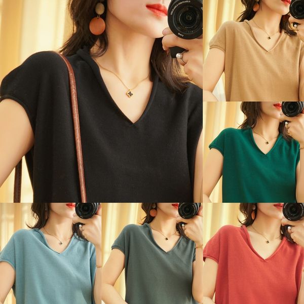 2020 new cotton and hemp solid color women's v-neck short sleeve loose t-shirt t-shirt and slim casual short sleeve knitted women, White
2020 new cotton and hemp solid color women's v-neck short sleeve loose t-shirt t-shirt and slim casual short sleeve knitted women, White