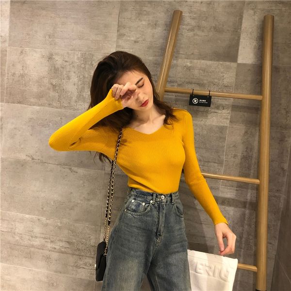 sweater autumn pulloversweater pullover winter 2020 new korean v-neck knitted long sleeve solid color slim fit and versatile bottoming pullo, White;black
sweater autumn pulloversweater pullover winter 2020 new korean v-neck knitted long sleeve solid color slim fit and versatile bottoming pullo, White;black