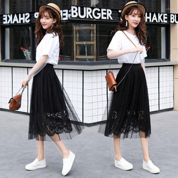2020 skirt women's new high waist lace black skirt knee-length solid casual new women summer skirts vintage streetwear1
2020 skirt women's new high waist lace black skirt knee-length solid casual new women summer skirts vintage streetwear1