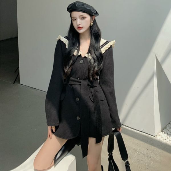 2020 autumn new loose navy collar waist tie up cardigan jacket korean medium long sleeve women's wear
2020 autumn new loose navy collar waist tie up cardigan jacket korean medium long sleeve women's wear