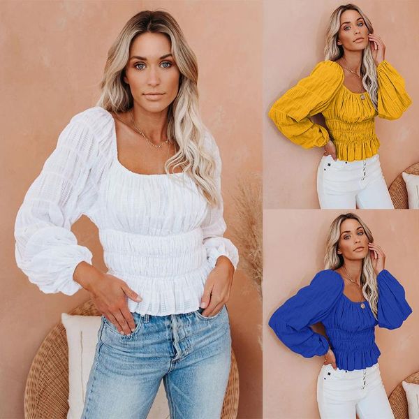 europe womens folds elastic waist blouses crop spring backless white blouse full sleeve square collar short shirt tees
europe womens folds elastic waist blouses crop spring backless white blouse full sleeve square collar short shirt tees