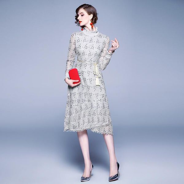 women autumn luxury lace dress fashion elegant gray long wedding party robe femme vintage dresses vestidos, Black;gray
women autumn luxury lace dress fashion elegant gray long wedding party robe femme vintage dresses vestidos, Black;gray