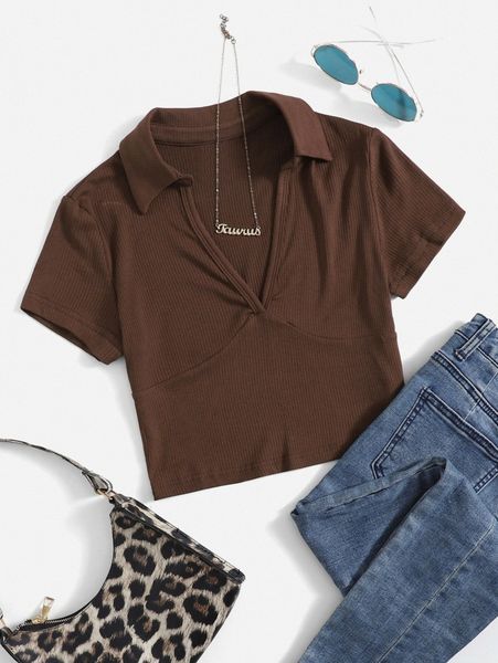 solid deep v neck crop tee i3u8#, White
solid deep v neck crop tee i3u8#, White