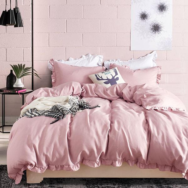 bedding sets pastoral style simple solid color extra large three-piece set of sanding thickening home textile ruffled edge
bedding sets pastoral style simple solid color extra large three-piece set of sanding thickening home textile ruffled edge