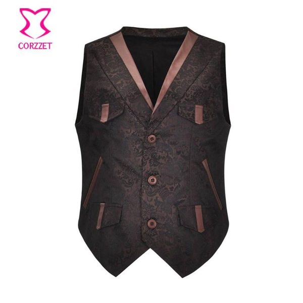 men's vests brown jacquard v neck sleeveless steampunk waistcoat vintage suit vest men medieval coat victorian jacket gothic clothing, Black;white
men's vests brown jacquard v neck sleeveless steampunk waistcoat vintage suit vest men medieval coat victorian jacket gothic clothing, Black;white