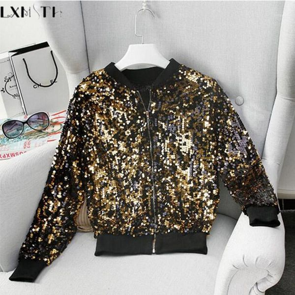 lxmsth preppy style 2019 spring women sequins jacket long sleeve short slim zipper coat woman casual bomber jackets outerwear1, Black;brown
lxmsth preppy style 2019 spring women sequins jacket long sleeve short slim zipper coat woman casual bomber jackets outerwear1, Black;brown
