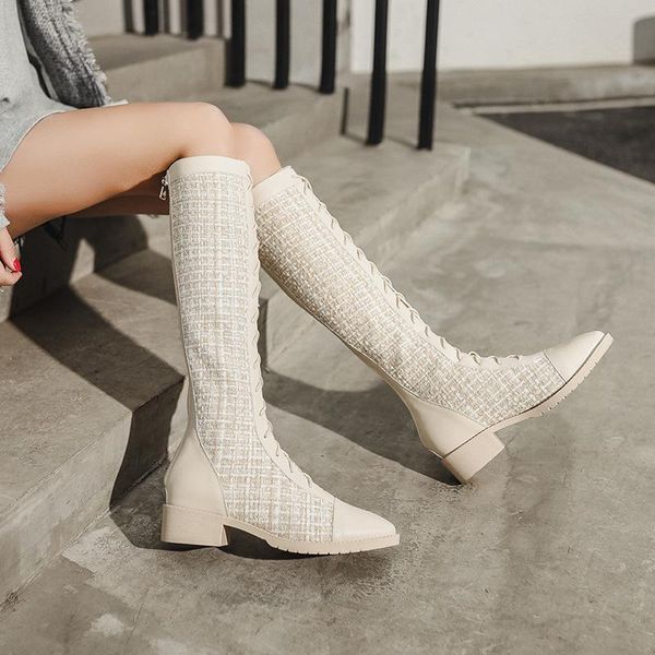 boots women over knee winter footwear autumn shoes boots-women round toe over-the-knee 2021 mid calf rock rubber lolita, Black