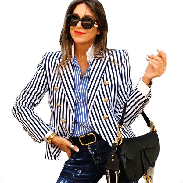 striped blazer women chic double breasted metal lion buttons blazer coat casual long sleeve office classic slim suit jacket, White;black
striped blazer women chic double breasted metal lion buttons blazer coat casual long sleeve office classic slim suit jacket, White;black