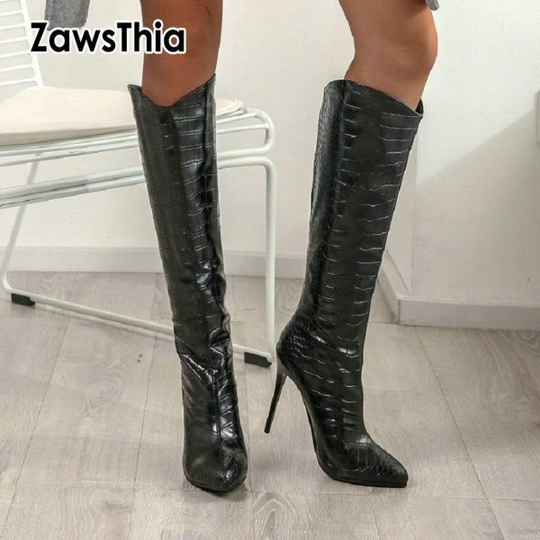 zawsthia 2020 new winter woman thin high heels boots white black patent pu leather snake pattern woman knee high boots booties
zawsthia 2020 new winter woman thin high heels boots white black patent pu leather snake pattern woman knee high boots booties