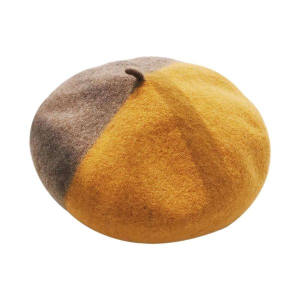 color block woolen beret autumn and winter wild fashion painter hat french beret, Blue;gray
color block woolen beret autumn and winter wild fashion painter hat french beret, Blue;gray