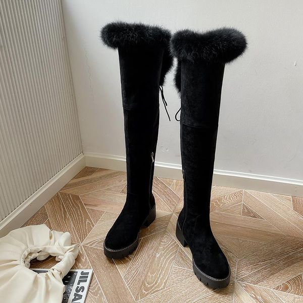 new winter style warm over knee boots snow boots women waterproof true fur non-slip snow warm women shoes, Black
new winter style warm over knee boots snow boots women waterproof true fur non-slip snow warm women shoes, Black