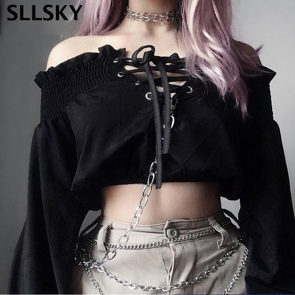 women's blouses & shirts sllsky vintage lace up slash neck short shirt women solid hollow out long sleeve blouse deep v slim 2021 sprin, White
women's blouses & shirts sllsky vintage lace up slash neck short shirt women solid hollow out long sleeve blouse deep v slim 2021 sprin, White