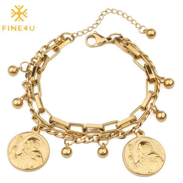 fine4u b274 stainless steel san benito medal charm bracelet layered figaro chain bracelet religious catholic jewelry for unisex, Black
fine4u b274 stainless steel san benito medal charm bracelet layered figaro chain bracelet religious catholic jewelry for unisex, Black