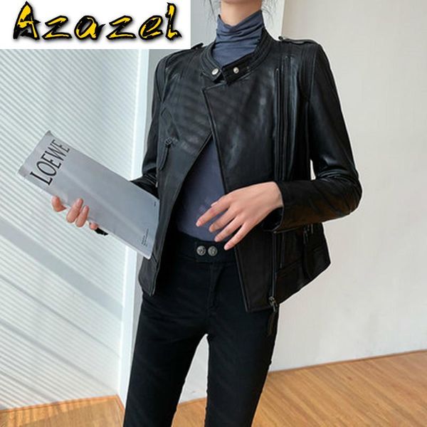 women's leather & faux real genuine jacket women clothes 2021 korean streetwear fur vintage spring autumn fit sheepskin coat 16662, Black
women's leather & faux real genuine jacket women clothes 2021 korean streetwear fur vintage spring autumn fit sheepskin coat 16662, Black