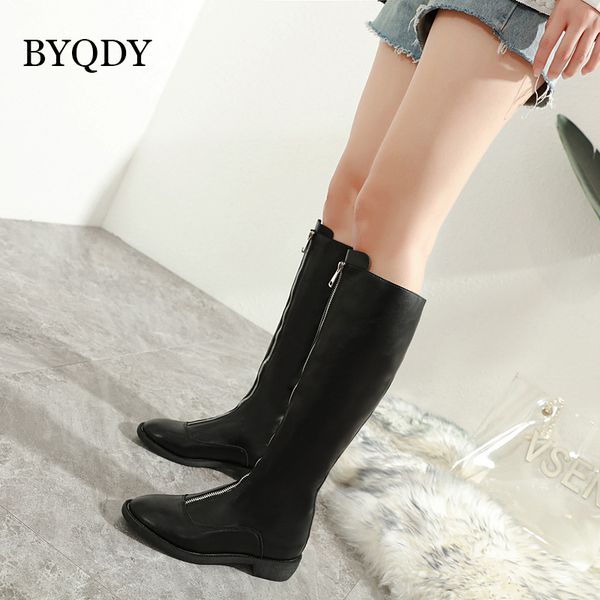 boots byqdy knee high chunky heels woman shoes round toe winter booties patent leather ladies lolita with front zipper, Black
boots byqdy knee high chunky heels woman shoes round toe winter booties patent leather ladies lolita with front zipper, Black