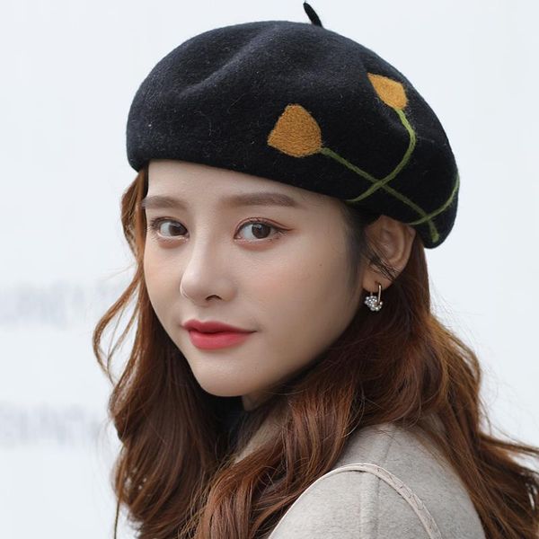 cute beret hat embroidered autumn retro wool painter hat floral elegant winter fashion czapka zimowa women cap eb50bl, Blue;gray
cute beret hat embroidered autumn retro wool painter hat floral elegant winter fashion czapka zimowa women cap eb50bl, Blue;gray
