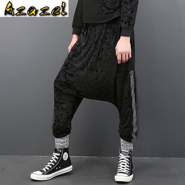 autumn and winter new european men's harem pants beam pants men fashion casual elastic waist tide male trousers joggers black