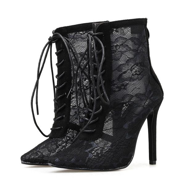 2021 new women's shoes pointed high heel mesh short boots women's cool boots, Black
2021 new women's shoes pointed high heel mesh short boots women's cool boots, Black
