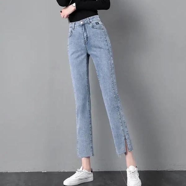 women's jeans high waist straight denim pants women embroidery casual split female summer vintage chic ankle-length, Blue
women's jeans high waist straight denim pants women embroidery casual split female summer vintage chic ankle-length, Blue