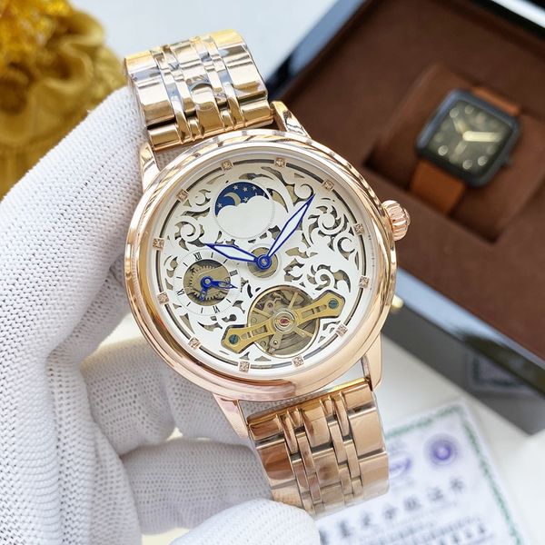 2023 new mens watches large flywheel 42mm size automatic mechanical watch designer luxury brand moon phase steel strap fashion gift style on, Slivery;brown
2023 new mens watches large flywheel 42mm size automatic mechanical watch designer luxury brand moon phase steel strap fashion gift style on, Slivery;brown