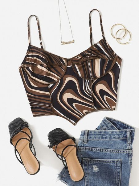 marbled print bandana cami s57h#, White