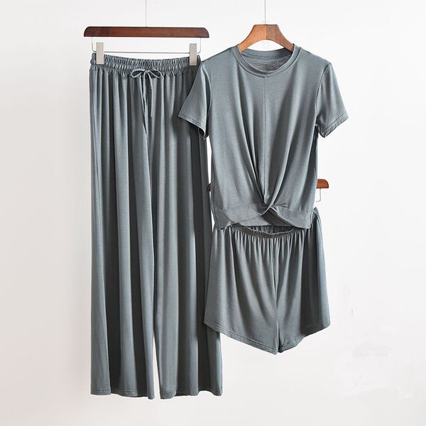 3 piece set gray home suit for women modal atoff home cloth loose women's pajamas set female homewear suit pink ladies sleepwear y20070, Black;red
3 piece set gray home suit for women modal atoff home cloth loose women's pajamas set female homewear suit pink ladies sleepwear y20070, Black;red