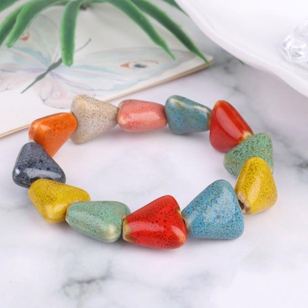 2pcs lava stone colorful beads bracelet hand made ceramic hand chain bracelet for girls ladies (triangle style), Golden;silver
2pcs lava stone colorful beads bracelet hand made ceramic hand chain bracelet for girls ladies (triangle style), Golden;silver