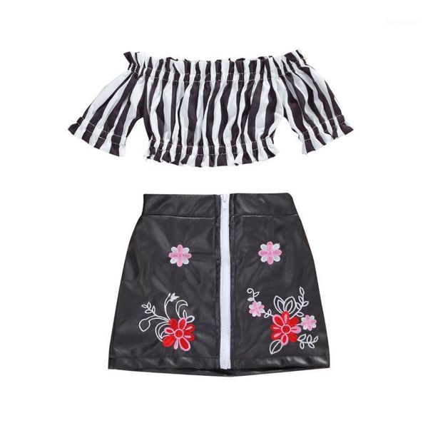 kid girls skirt two piece suit fashion stripe boat neckline short sleeve and embroidery leather skirt 1-5years1, White
kid girls skirt two piece suit fashion stripe boat neckline short sleeve and embroidery leather skirt 1-5years1, White