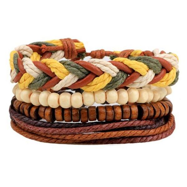 4pcs/ set braided wrap leather bracelets for men vintage punk handmade diy charm wood beads ethnic tribal wristban wmtrqv, Golden;silver
4pcs/ set braided wrap leather bracelets for men vintage punk handmade diy charm wood beads ethnic tribal wristban wmtrqv, Golden;silver