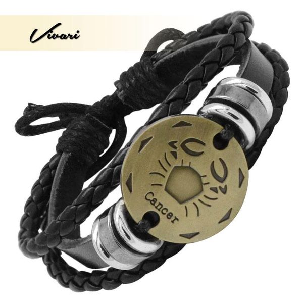vivari adjustable men's vintage leather constellation bracelet wristband black rope fashion accessories, Golden;silver
vivari adjustable men's vintage leather constellation bracelet wristband black rope fashion accessories, Golden;silver